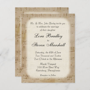 Antique Sheet Music Theme Wedding Invitation