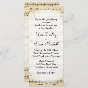 Antique Sheet Music Theme Wedding Invitation