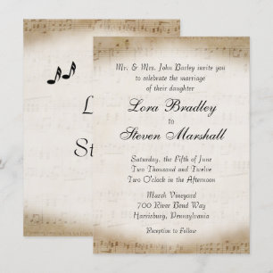 Antique Sheet Music Theme Wedding Invitation