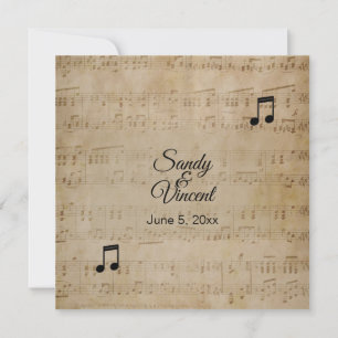 Antique Sheet Music Theme Wedding Invitation