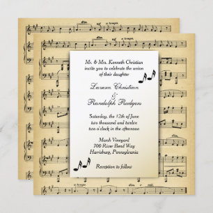 Antique Sheet Music Theme Wedding Invitation