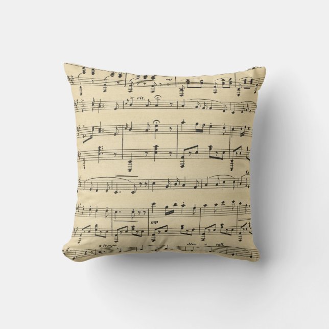 Antique Sheet Music Throw Pillow (Front)