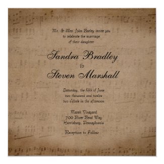 Antique Sheet Music Wedding Invitation