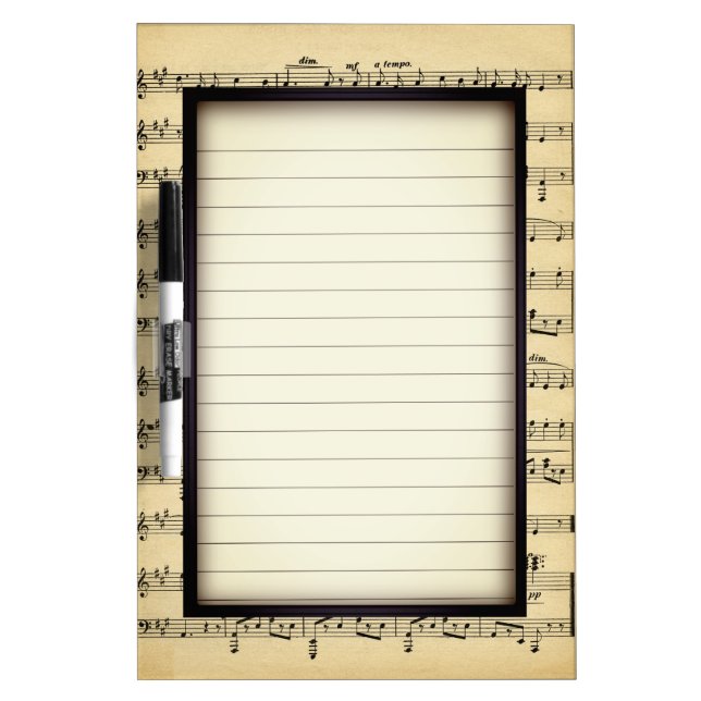 Antique Sheet Music with Writing Area Dry Erase Board (Front)