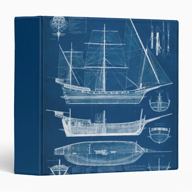 Antique Ship Blueprint I Binder (Front/Spine)