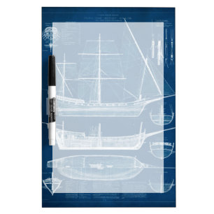 Antique Ship Blueprint I Dry Erase Board