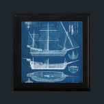 Antique Ship Blueprint I Jewelry Box<br><div class="desc">Maps & Blueprints</div>