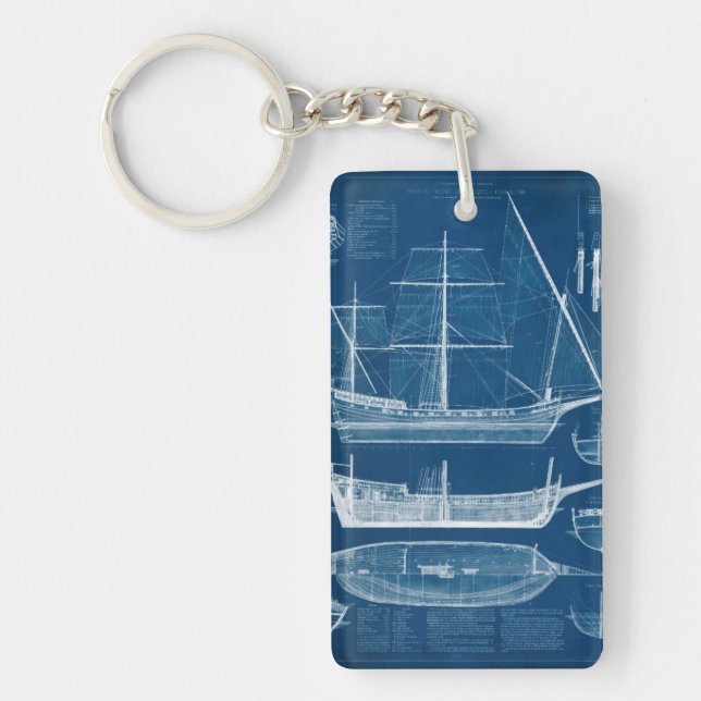 Antique Ship Blueprint I Keychain (Front)