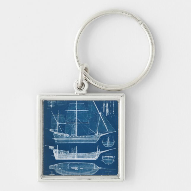 Antique Ship Blueprint I Keychain (Front)