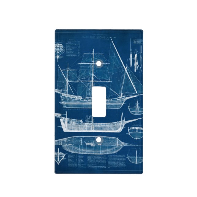Antique Ship Blueprint I Light Switch Cover (Front)