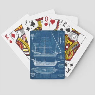 Antique Ship Blueprint I Poker Cards
