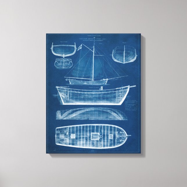 Antique Ship Blueprint II Canvas Print (Front)
