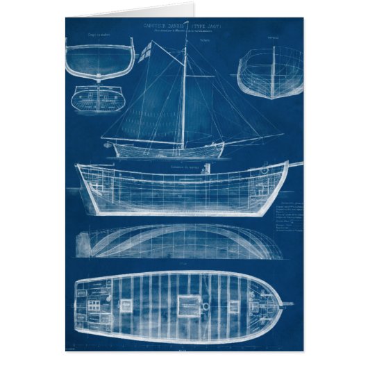 Antique Ship Blueprint II Cards (Front)
