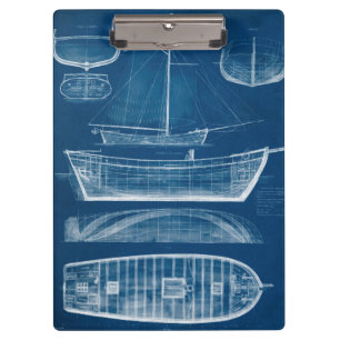 Antique Ship Blueprint II Clipboard