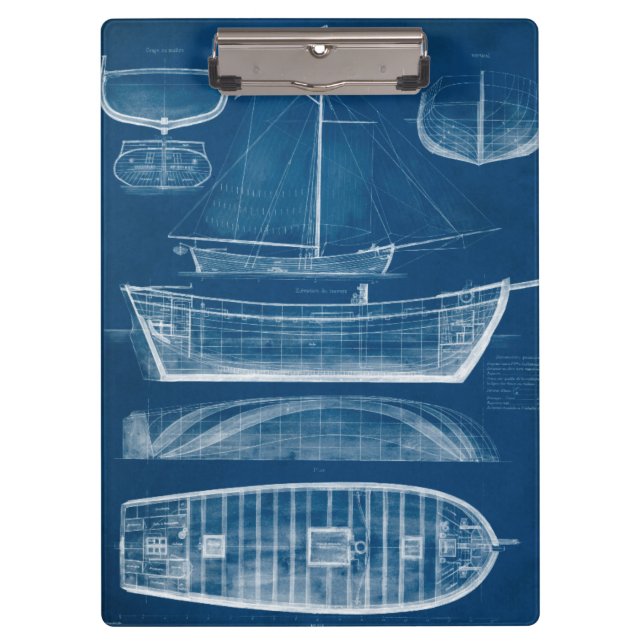 Antique Ship Blueprint II Clipboard (Front)