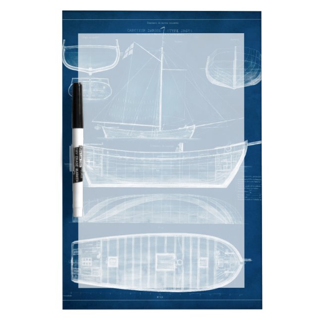 Antique Ship Blueprint II Dry-Erase Board (Front)