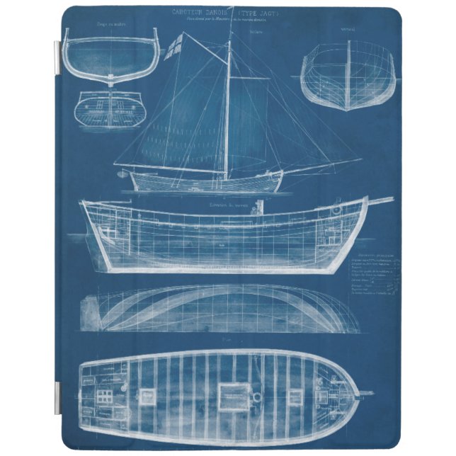 Antique Ship Blueprint II iPad Smart Cover (Front)