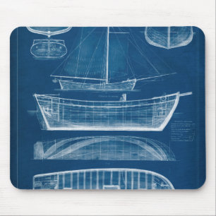 Antique Ship Blueprint II Mouse Pad