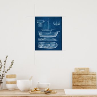 Antique Ship Blueprint II Poster | Zazzle