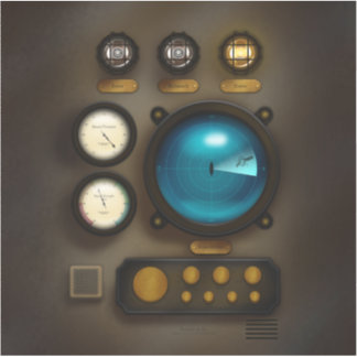 Antique Ship Control Panel Retro Steampunk Grunge Sticker