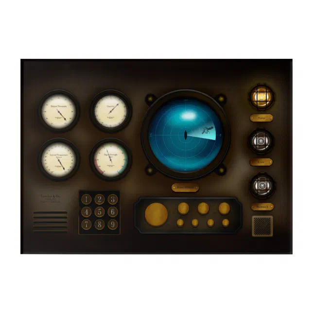 Antique Ship Control Panel With Sonar Display Acrylic Print Zazzle