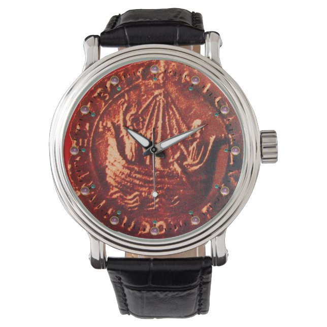 ANTIQUE SHIP ,GALLEON Red Wax Seal Watch (Front)