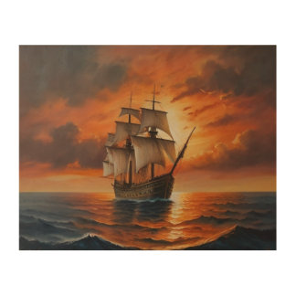 Antique ship_wood wall art