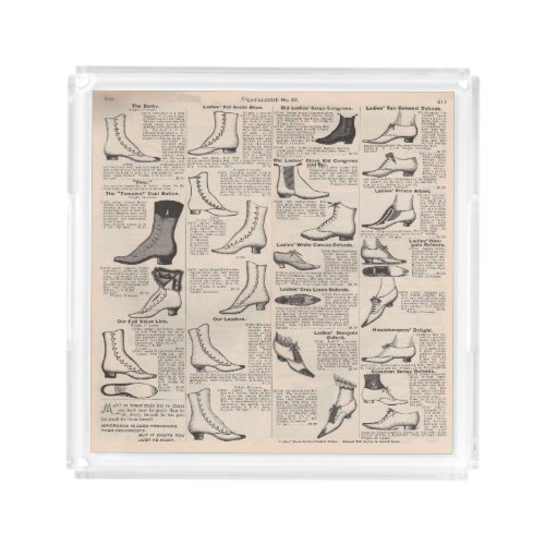 Antique Shoe Advertising Catalog Acrylic Tray
