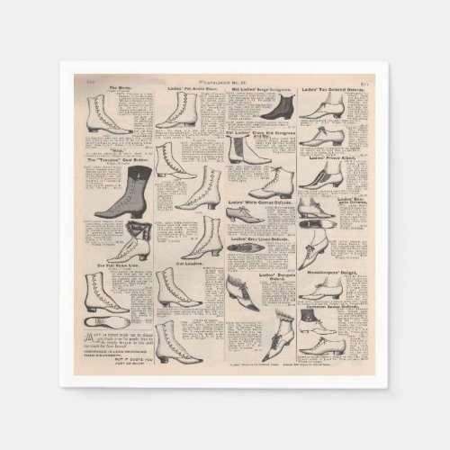 Antique Shoe Advertising Catalog Napkins