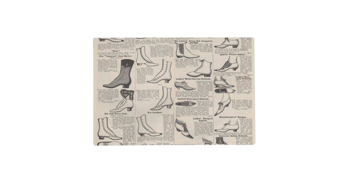 Antique Shoe Advertising Catalog Placemat Zazzle