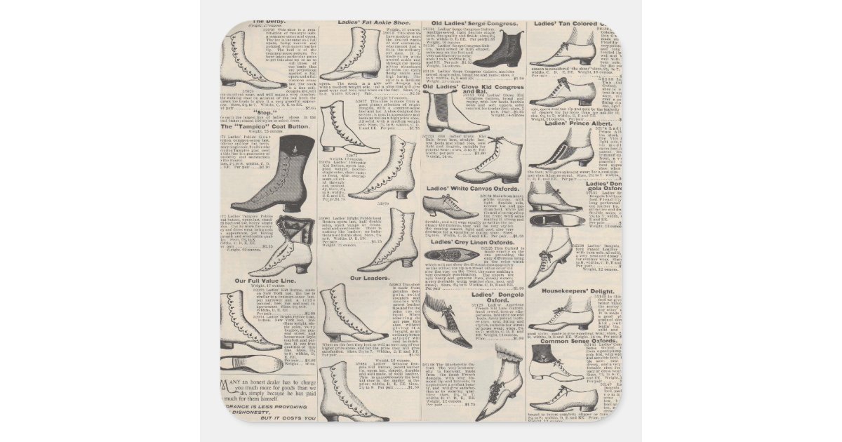 Antique Shoe Advertising Catalog Square Sticker Zazzle