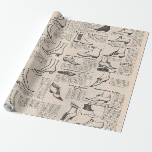 Antique Shoe Advertising Catalog Wrapping Paper
