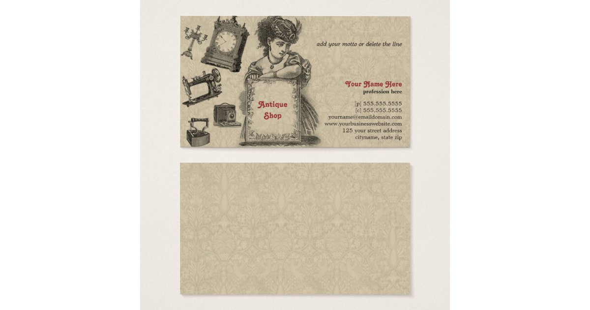 Antique Shop / Antique Dealer / Vintage Art Business Card Zazzle