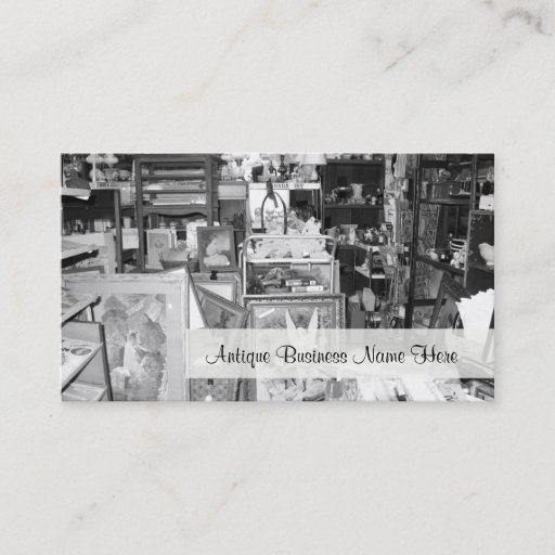 Customizable Antique Shop Black and White Business Cards