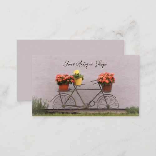 Antique Shop Country Vintage Floral Old Bicycle Business Card