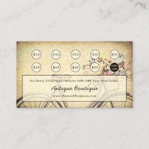 Antique Shop Vintage Floral Bicycle Loyalty Card