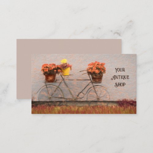 Antique Shop Vintage Rustic Country Floral Bicycle Business Card