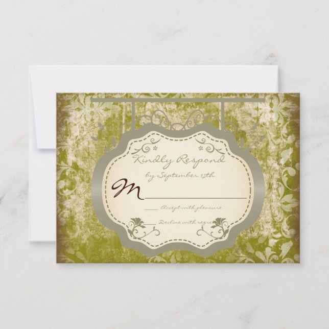 Antique Sign Country Distressed Wedding RSVP Cards (Front)