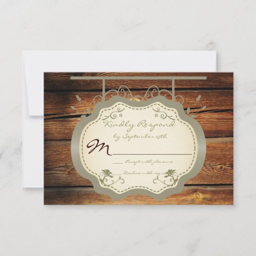 Antique Sign Rustic Country Wedding RSVP Cards