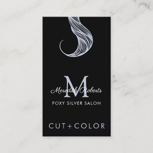 Antique Silver Black Monogram Hair Color Stylist Business Card