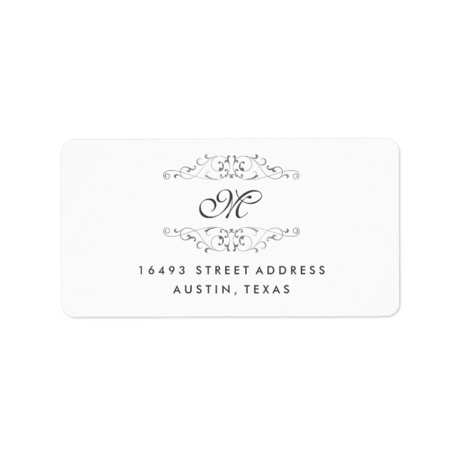 Antique Silver Flourish Monogram Address Labels (Front)