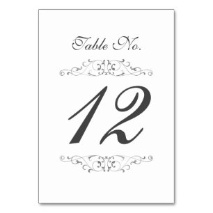Antique Silver Flourish Wedding Table Number Card