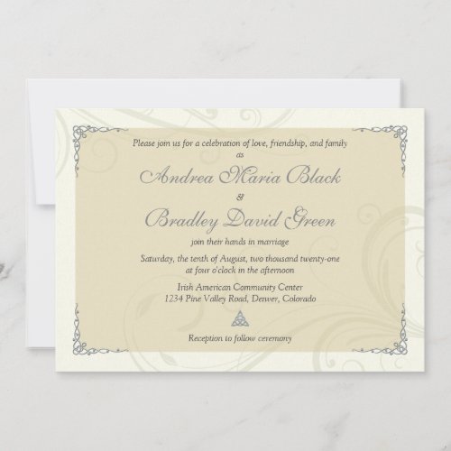 Antique Silver Gold Celtic Knot Wedding Invitation