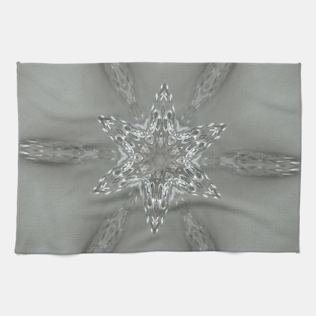 Antique Silver Gray Decorative Kaleidoscopic Star Towel (Horizontal)