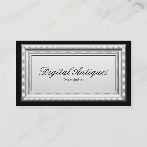 Customizable Antique Silver Picture Frame Business Cards