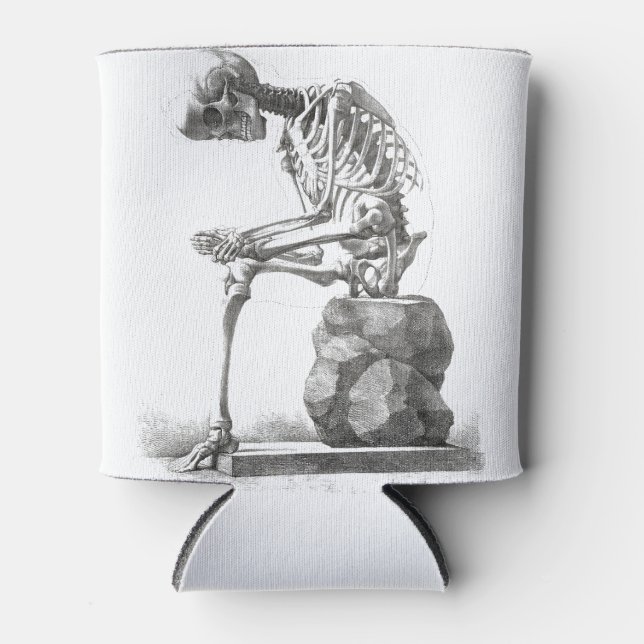 Antique Skeleton Anatomy: Gothic Halloween Medical Can Cooler (Front)