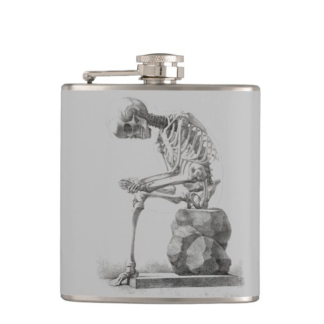 Antique Skeleton Anatomy: Gothic Halloween Medical Flask (Front)