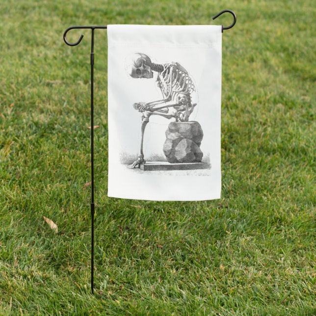 Antique Skeleton Anatomy: Gothic Halloween Medical Garden Flag (In SItu)
