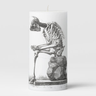 Antique Skeleton Anatomy: Gothic Halloween Medical Pillar Candle
