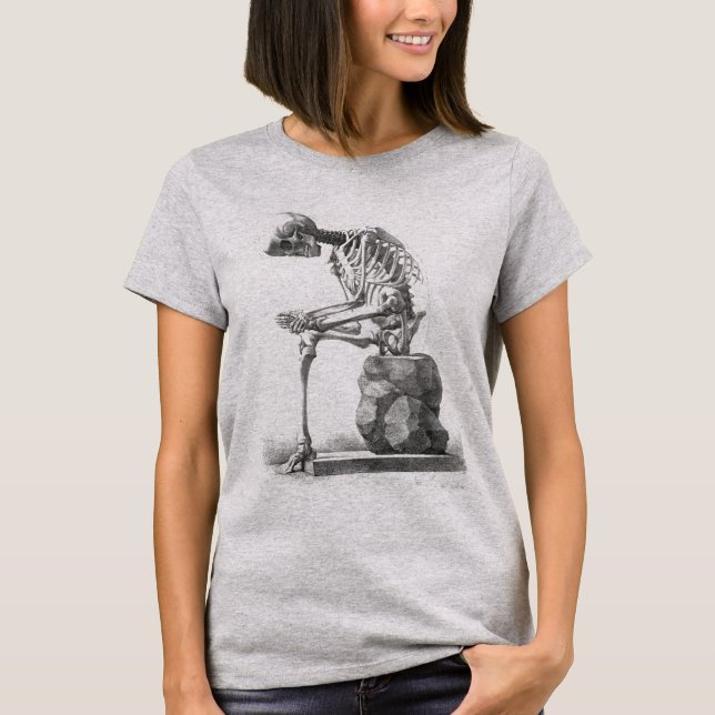 Antique Skeleton Anatomy: Gothic Halloween Medical T-Shirt (Front)